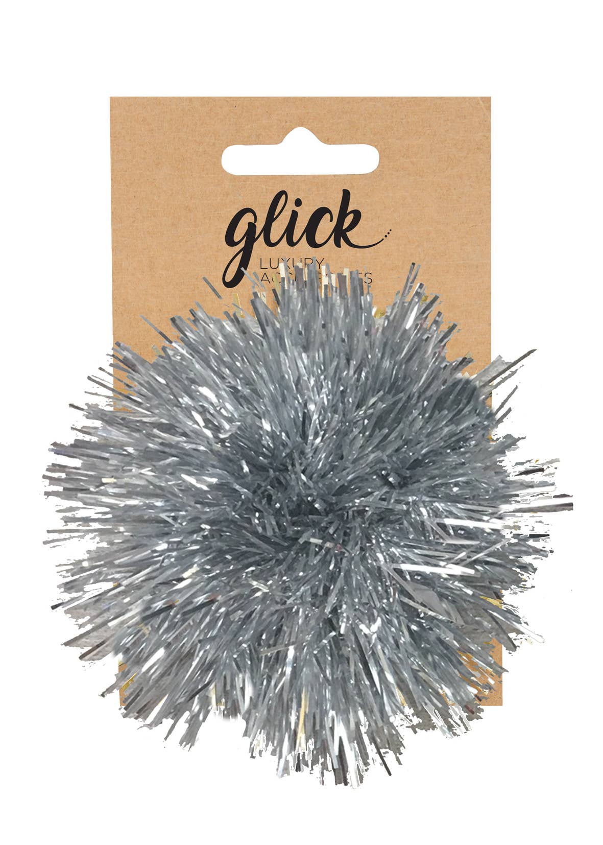 Silver Tinsel Pom Pom Gift Bow