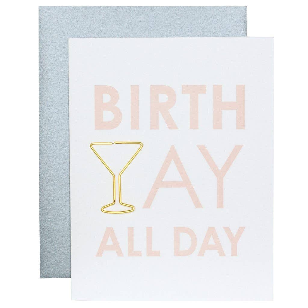 Birth Yay All Day Paper Clip Letterpress Greeting Card