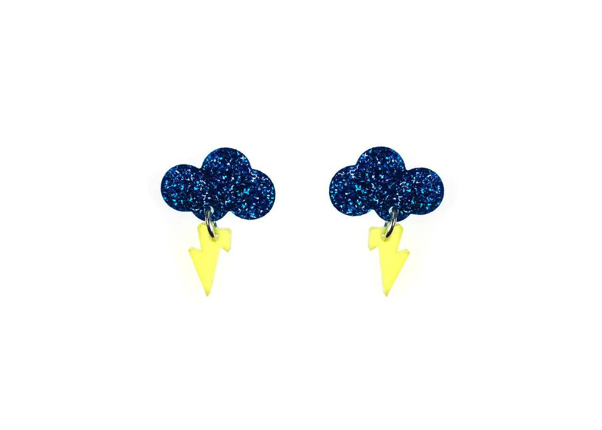 Baby Rain Cloud Earrings - Blue/Yellow