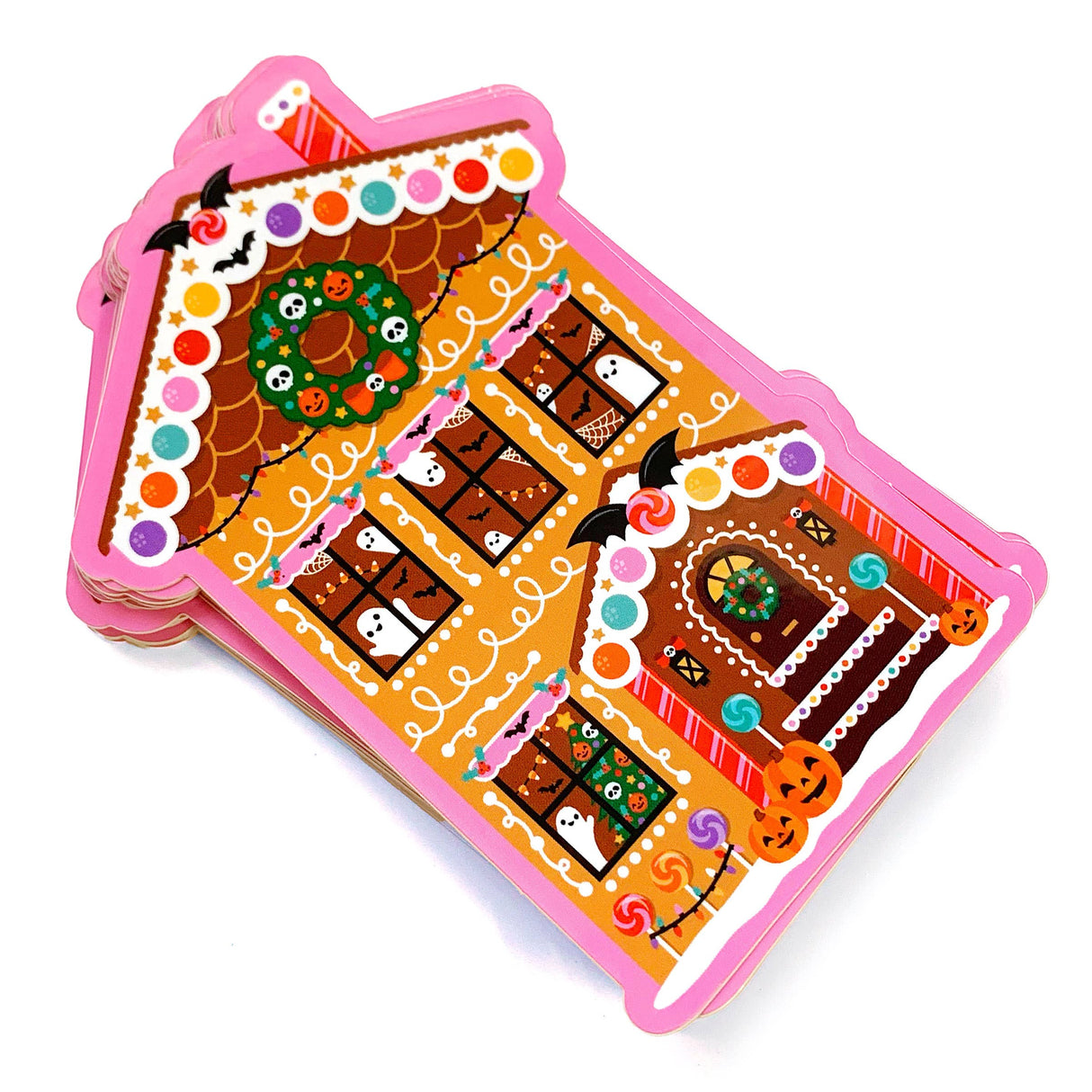 Gingerbread Haunted House Cute Christmas Vinyl Sticker