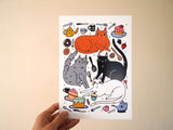Kitchen Cats A4 Art Print