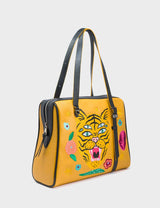 Esther Golden Glow Satchel Bag - Happy Tiger Embroidery