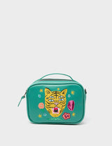 Verto Deep Green Leather Crossbody Bag - Happy Tiger Embroidery