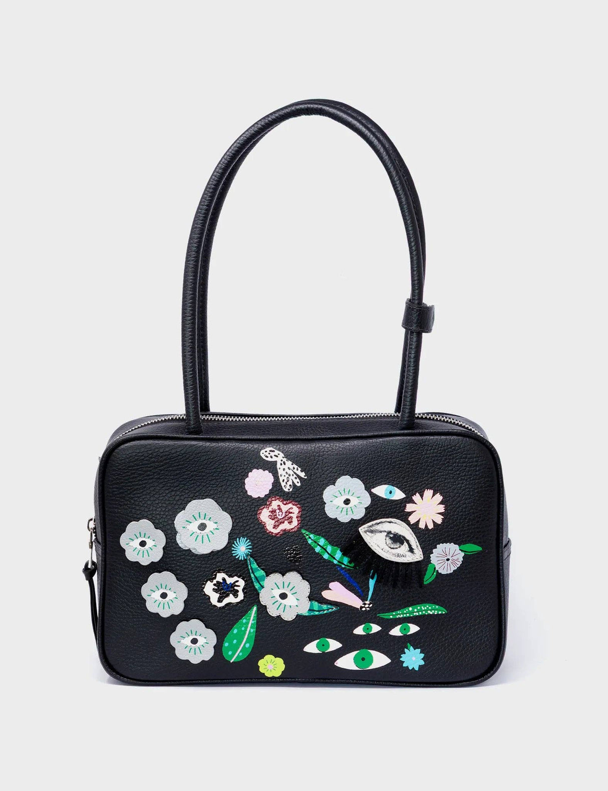 121 Shoulder Bag Black Leather - Floralia Design