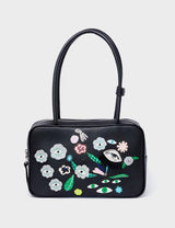 121 Shoulder Bag Black Leather - Floralia Design