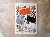 Kitchen Cats A4 Art Print