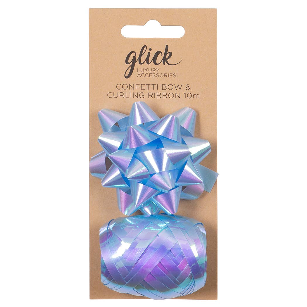 Iridescent Baby Blue Bow + Curling Ribbon Multipack