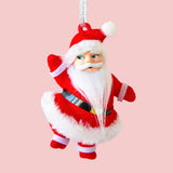 Retro Dancing Christmas Santa Ornament | Red