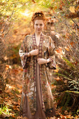 Dreamweaver Bamboo Kimono Duster Robe with Zodiac Signs