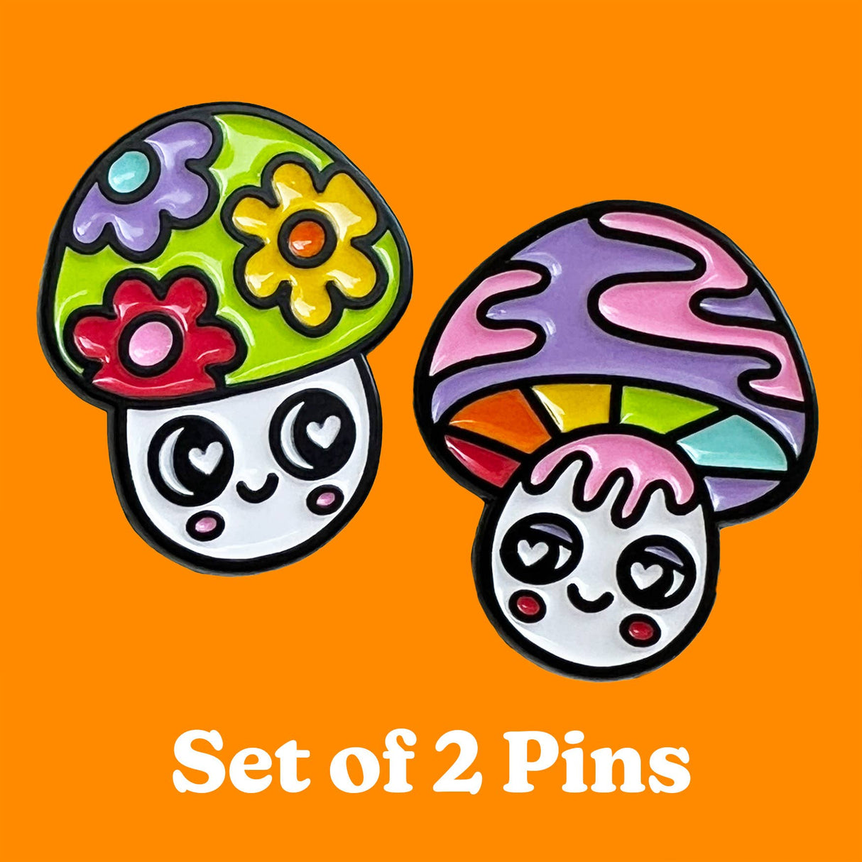 Mushroom Duo Set Enamel Pin Set