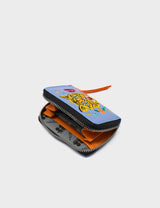 Frodo Vista Blue Leather Zip Around Wallet - Happy Tiger Embroidery