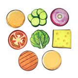 8 pc Burger Coaster Set — Stackable Silicone Drink Coasters