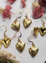 Gold Heart Locket Earrings