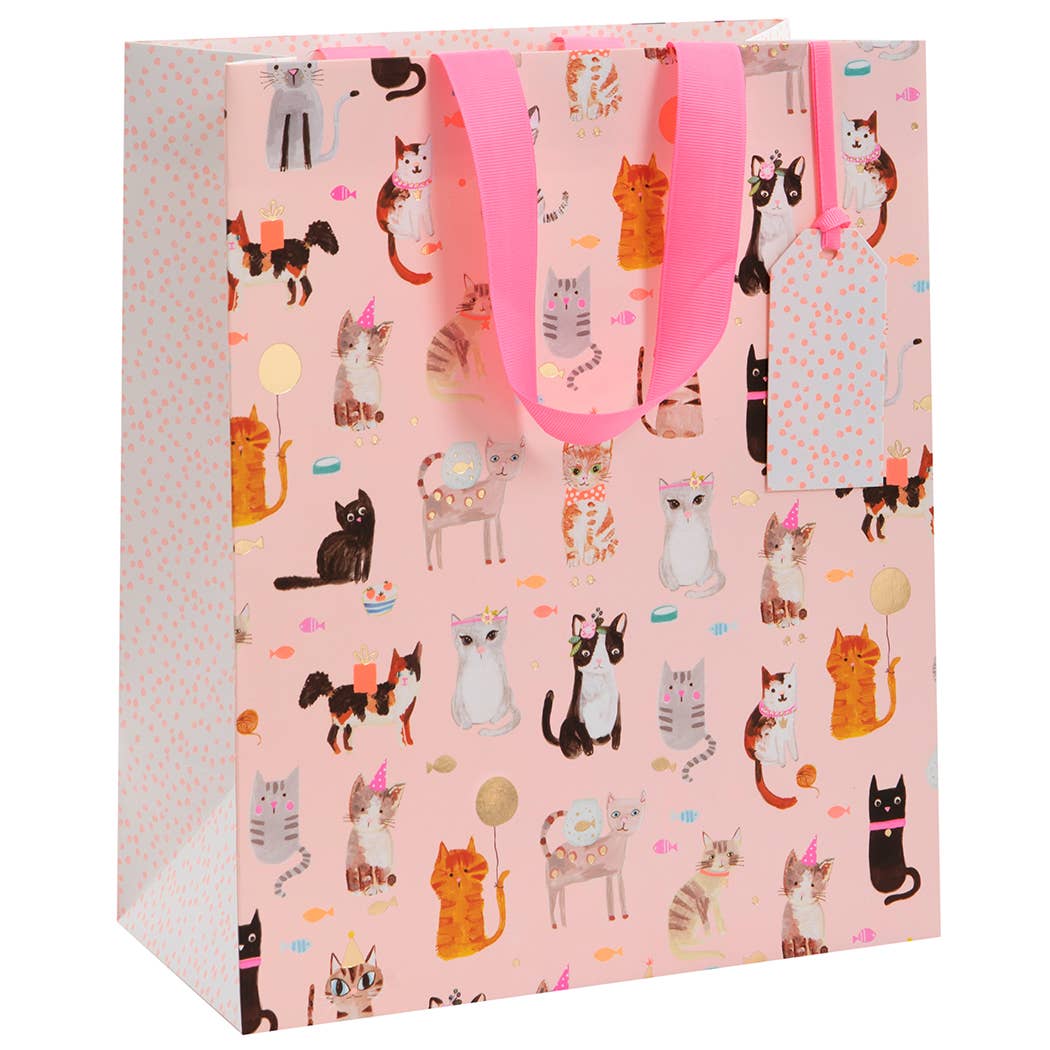 Large Pink Party Cats Gift Bag