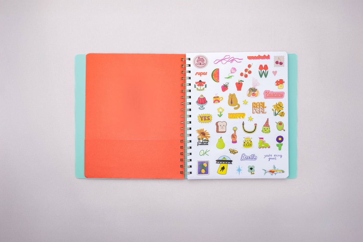 Undated Weekly Planner, Cherries and Strawberries Teal