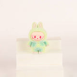 Flocked Mini Labubu Figurines Colorful Gradient Desk Toys