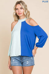 Cold Shoulder Color Block Top