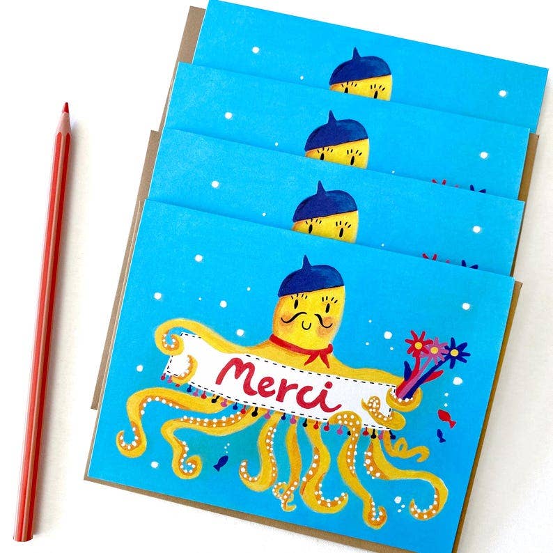 Octopus Merci Greeting Card