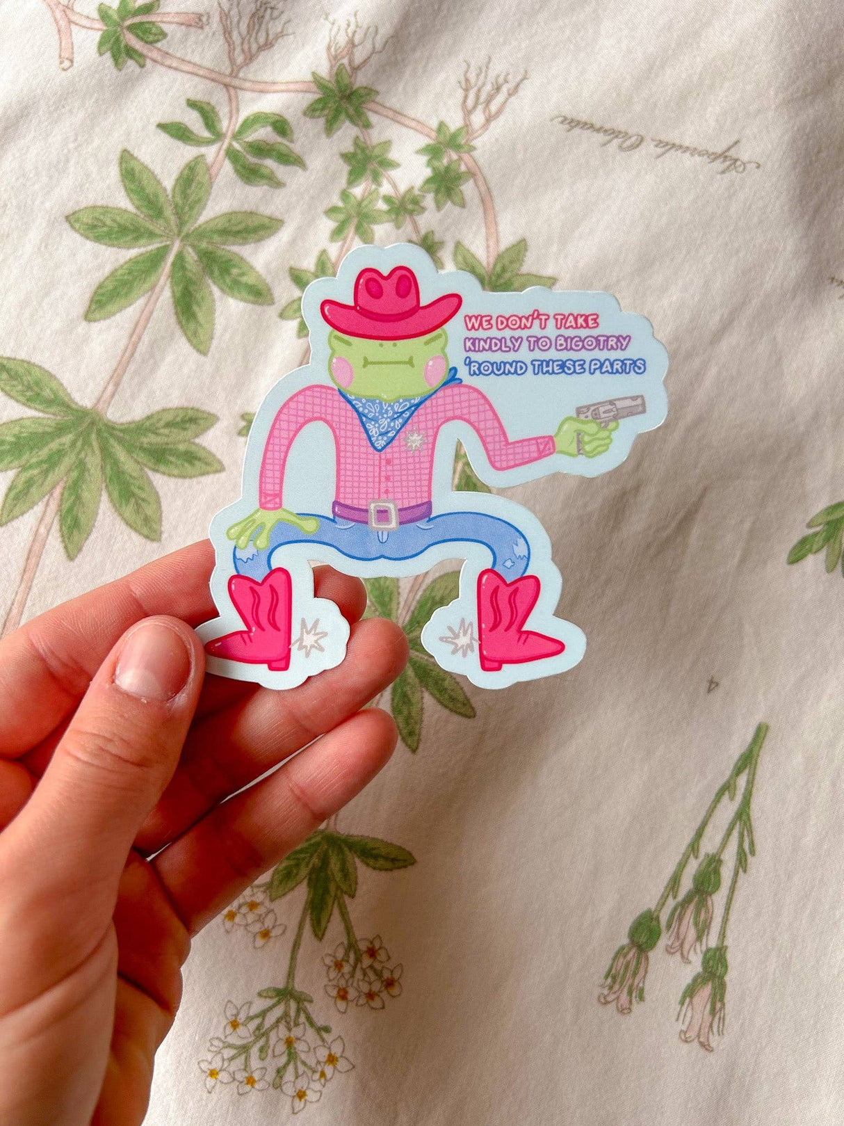 Pride Cowboy Frogs | We Don't Take Kindly to Bigotry Sticker