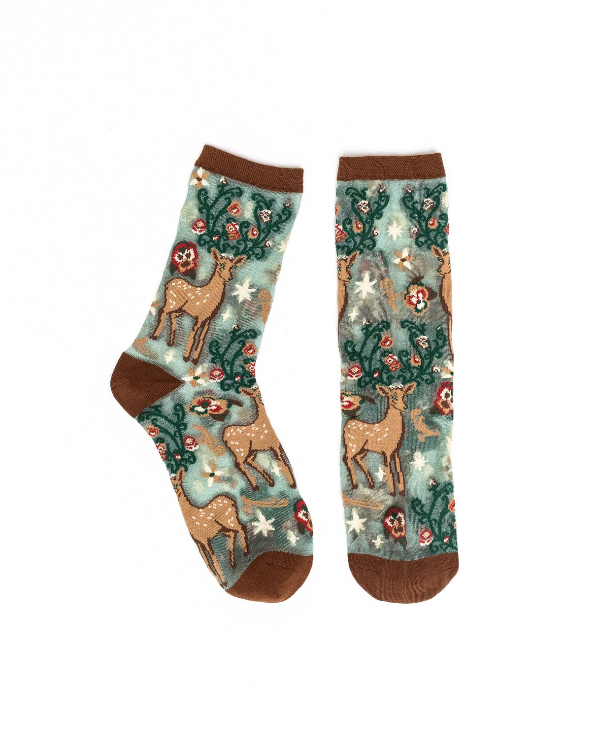 Enchanted Deer Shimmer Sheer Crew Sock