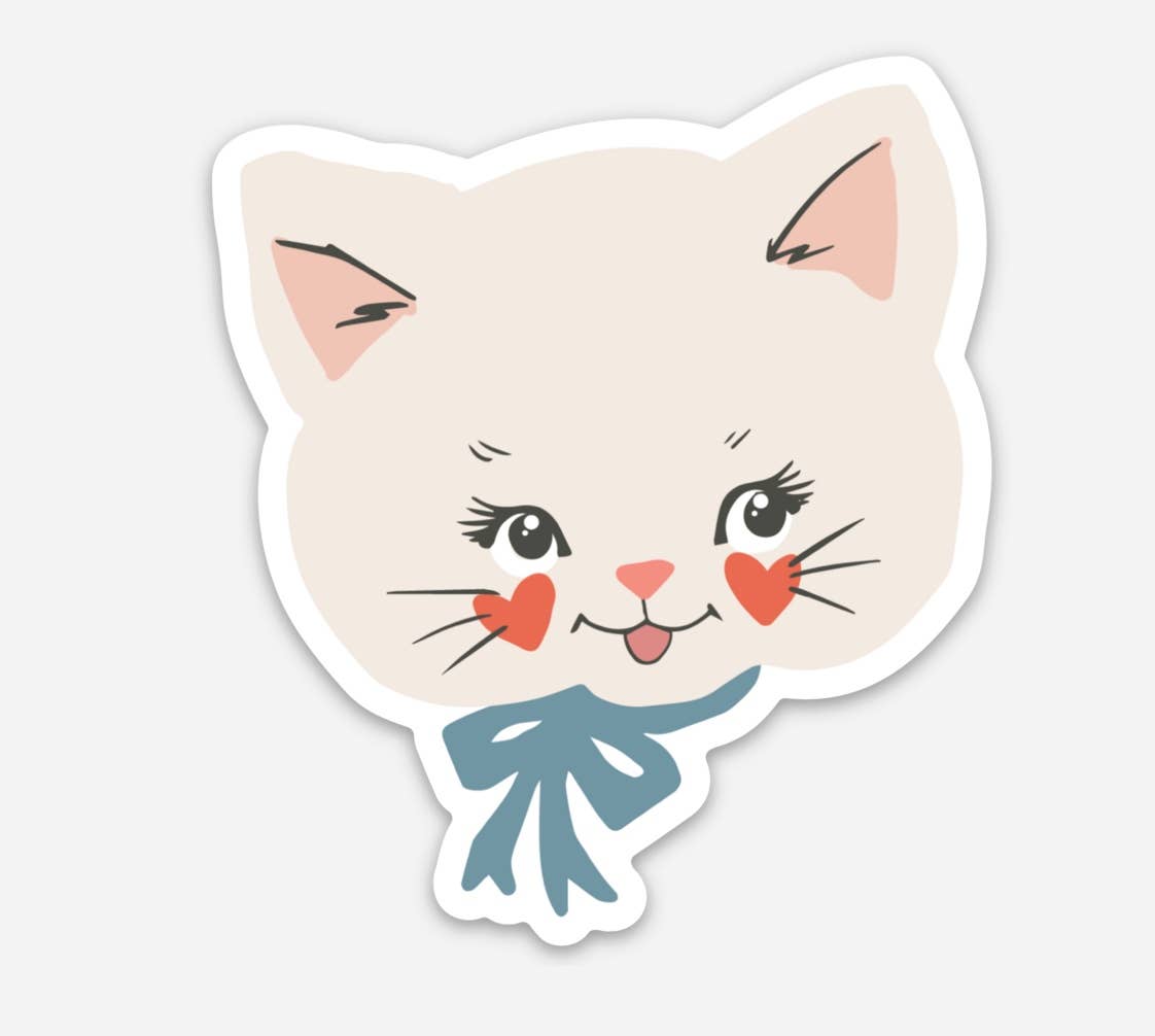 Clementine Kitty Cat Vintage Bow Vinyl Sticker Decal
