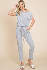 Boat Neck Solid Jumpsuit