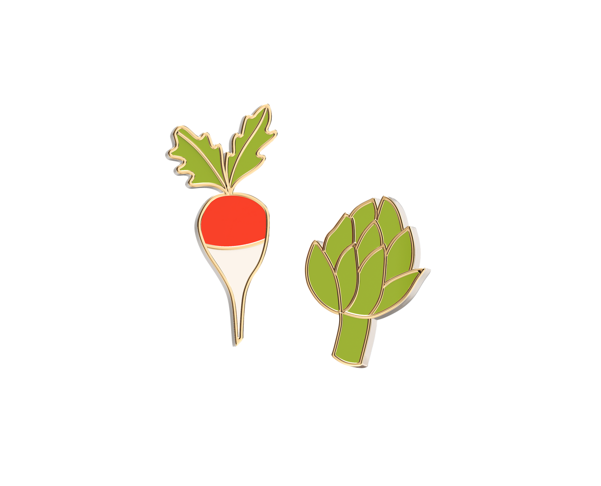 Radish & Artichoke Earrings