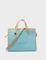 Simon Eggshell Blue Leather Medium Handbag - Retro Tiger Design