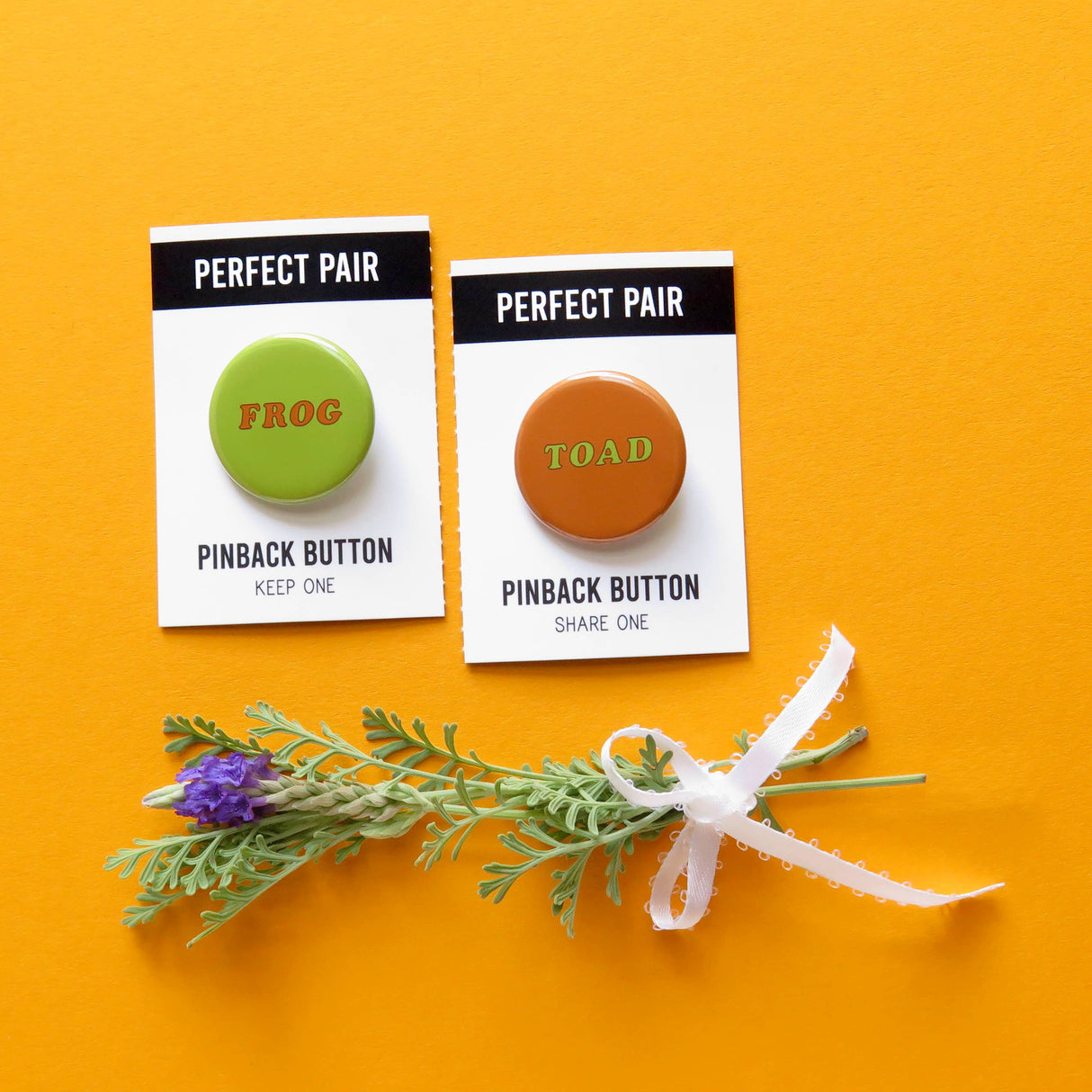 Perfect Pair Pinback Button Set: Frog & Toad