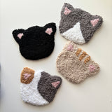 Patchwork Cat Coaster Hand Tufted Mug Rug