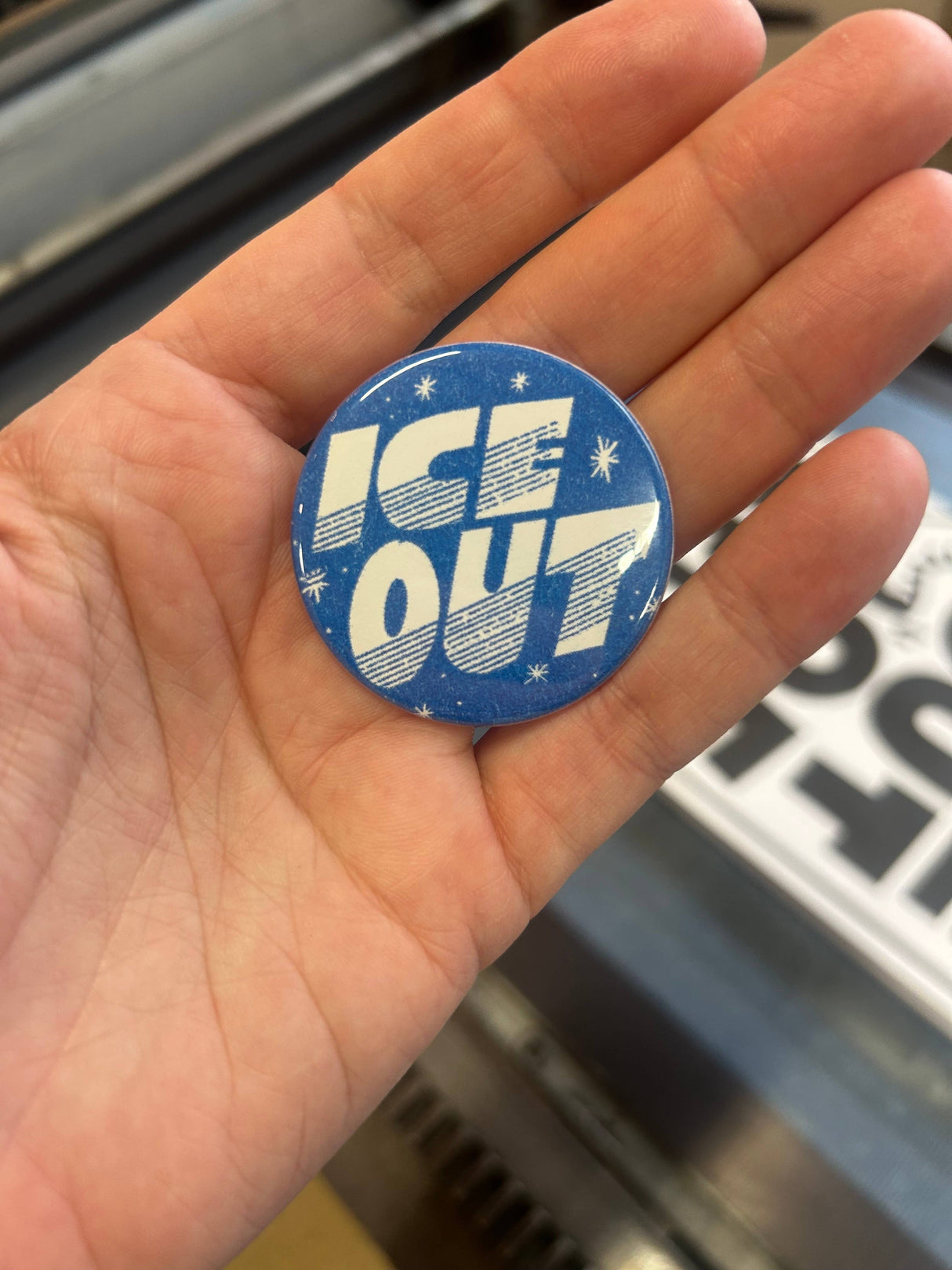 Ice Out Pinback Button