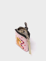 Florence Pouch Charm - Parfait Pink Leather Keychain Creatures of the Future Print