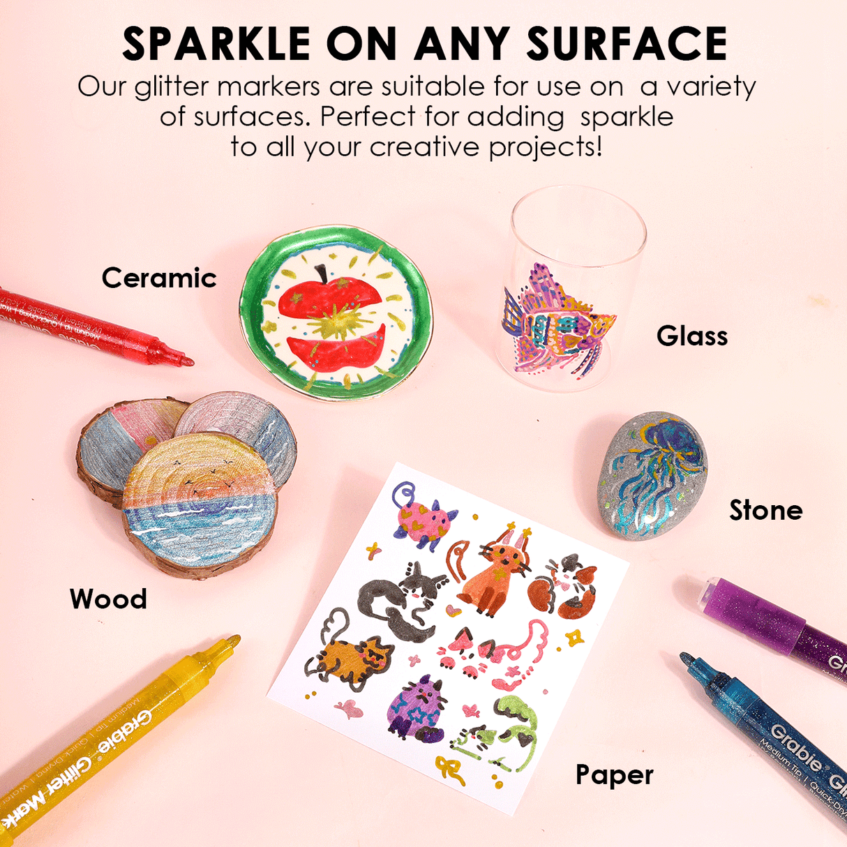 Medium Tip Iridescent Glitter Acrylic Paint Marker Set Of 24