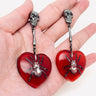 Gothic Spider Heart Shaped Charm Skull Post Earrings - GT