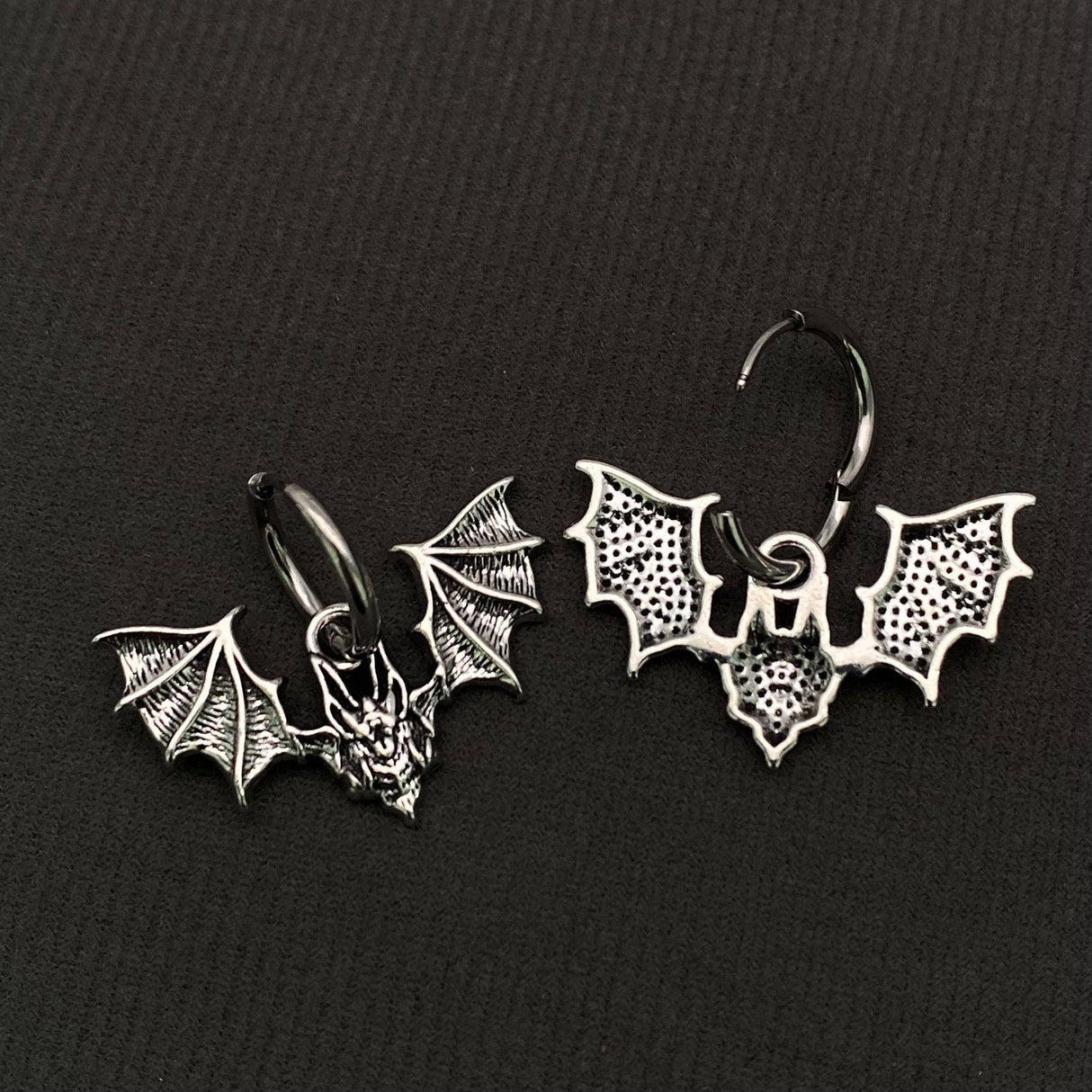 Gothic Bat Huggie Earrings - GT