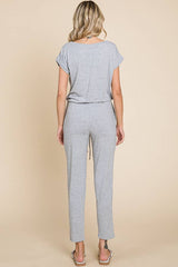 Boat Neck Solid Jumpsuit