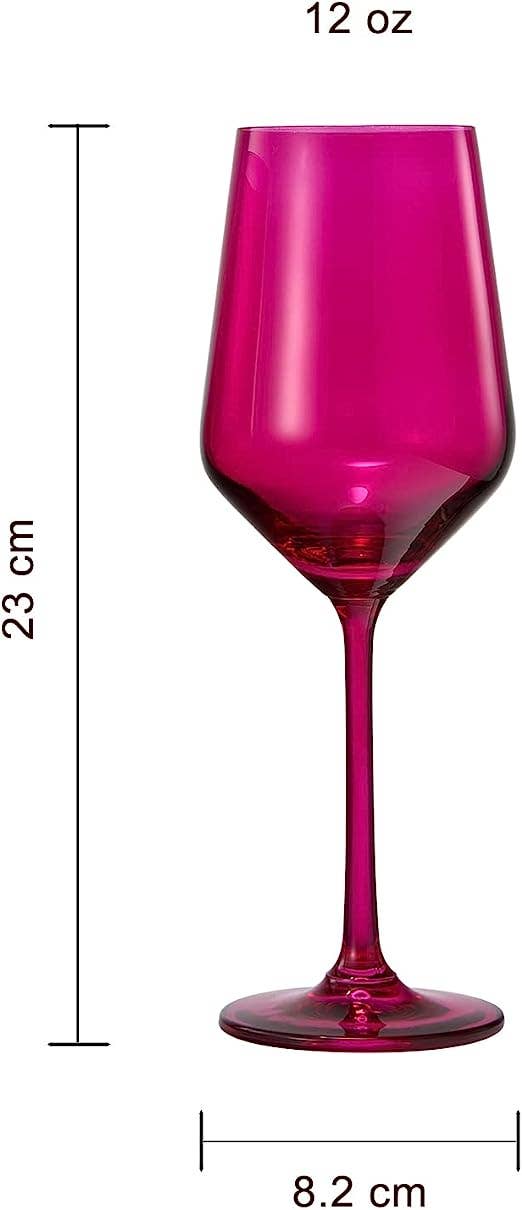 Hot Pink Crystal Wine Glasses, Set of 2 (12 OZ)