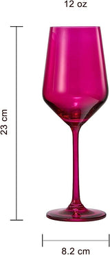 Hot Pink Crystal Wine Glasses, Set of 2 (12 OZ)