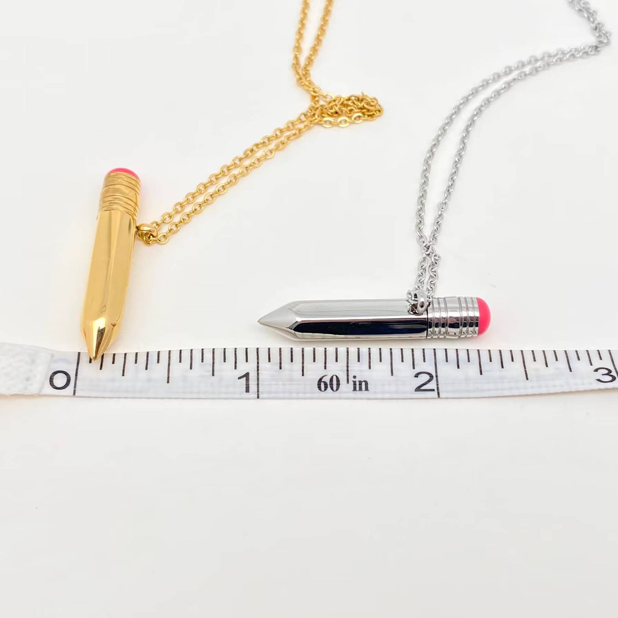 Openable Pencil Stainless Steel Pendant Necklace