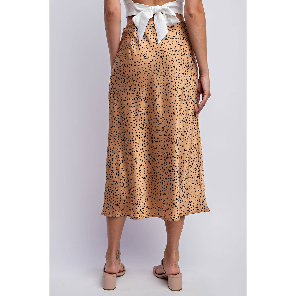 Satin Midi Dot Skirt