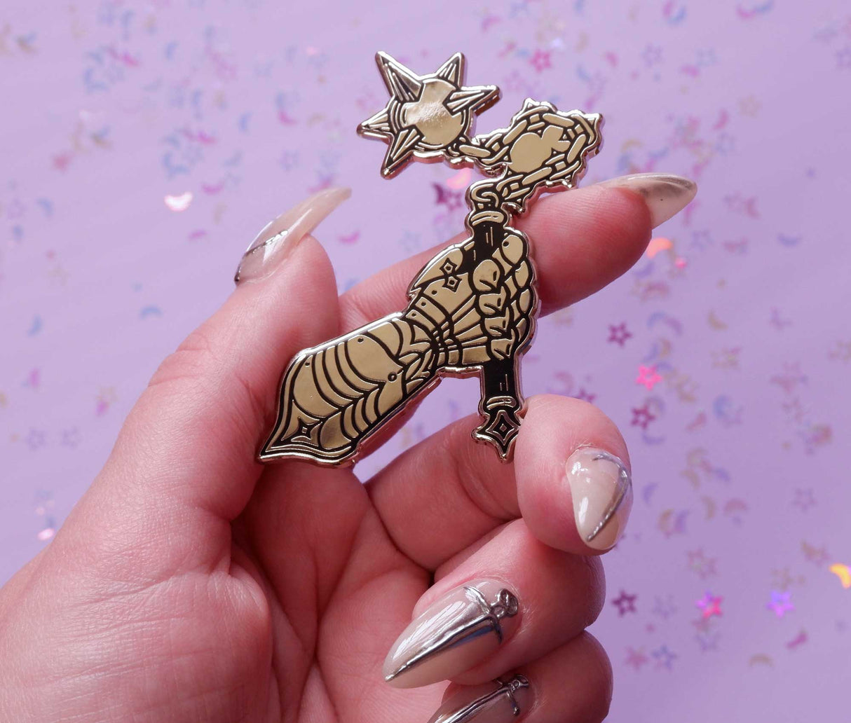 Flail & Gauntlet Enamel Pin