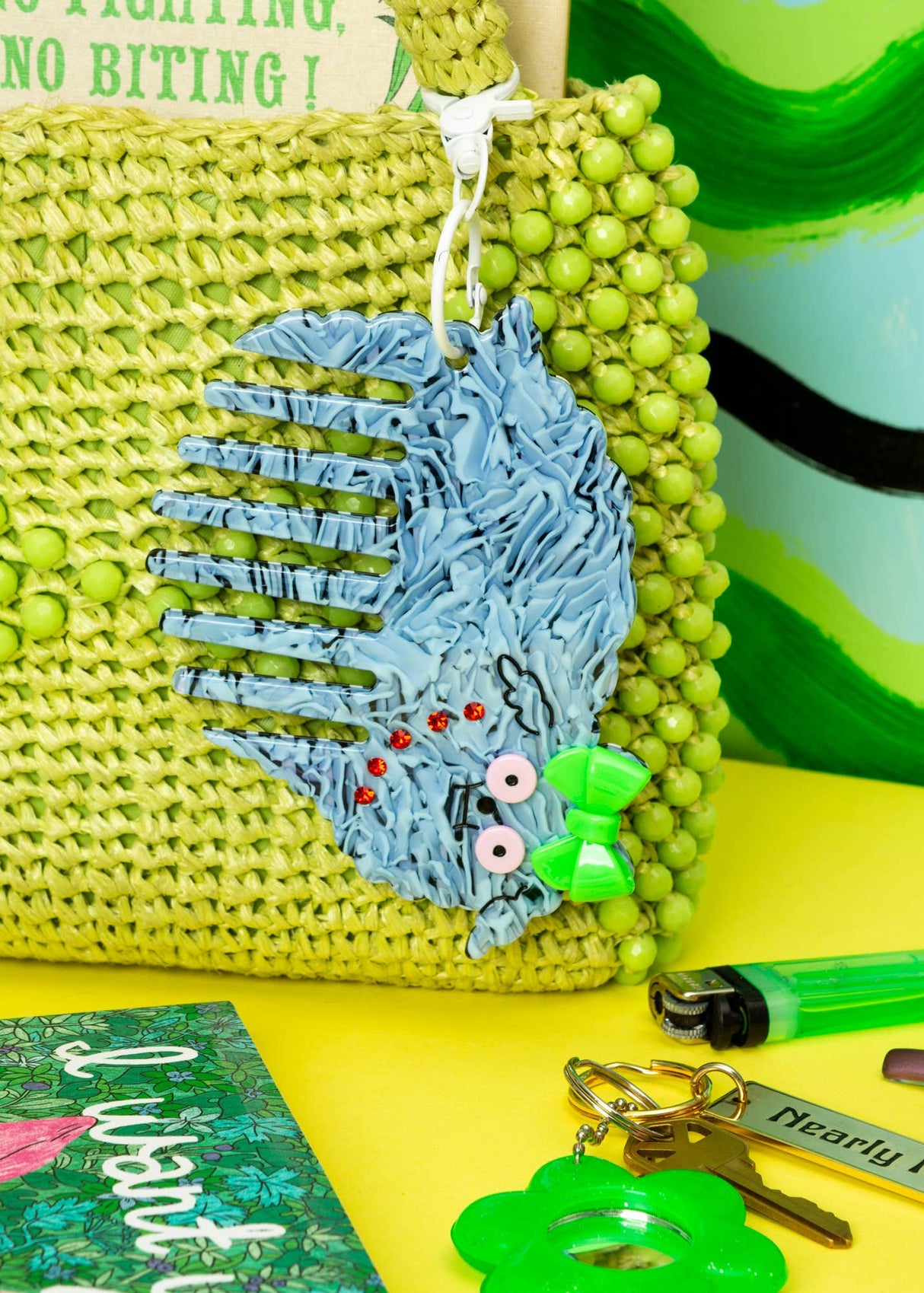 Poodle comb bag charm