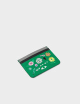 Filium Irish Green Leather Cardholder - Floralia Embroidery