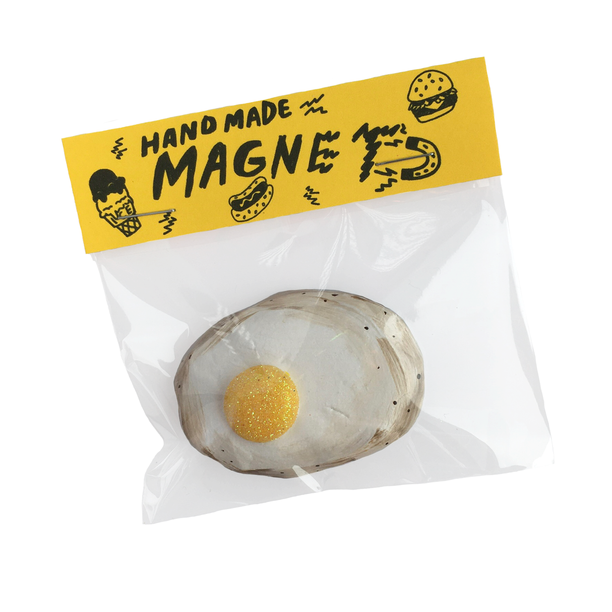Handmade Ceramic Fried Egg Magnet