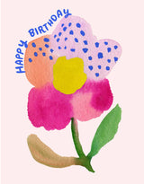Five Petal Flower Happy Birthday Greeting Card