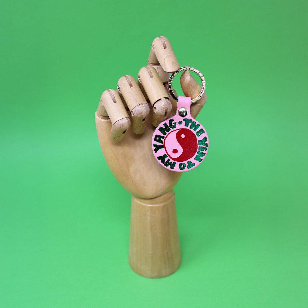 Leather Yin and Yang Key Fob