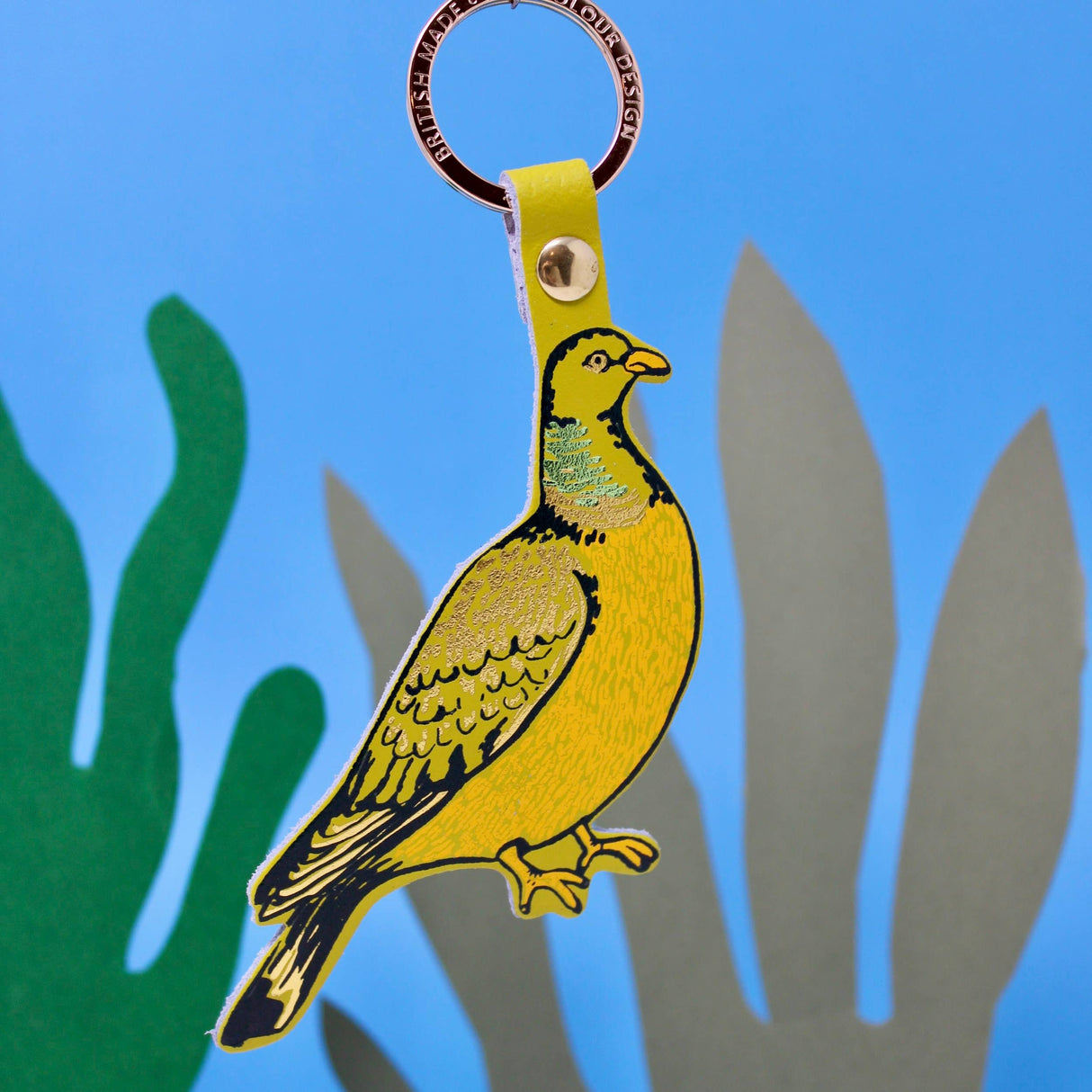Leather Feral Pigeon Key Fob