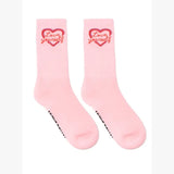 Classic Crew Socks w/ Ribbed Tubing - "Love Yourself" - Pink