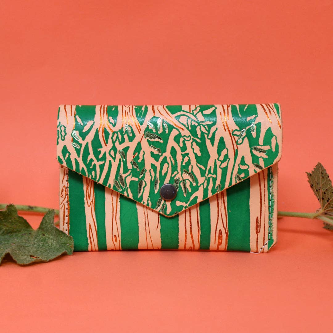 Leahter Forest Popper Purse