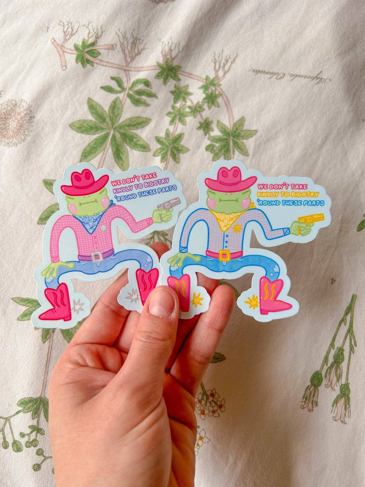 Pride Cowboy Frogs | We Don't Take Kindly to Bigotry Sticker